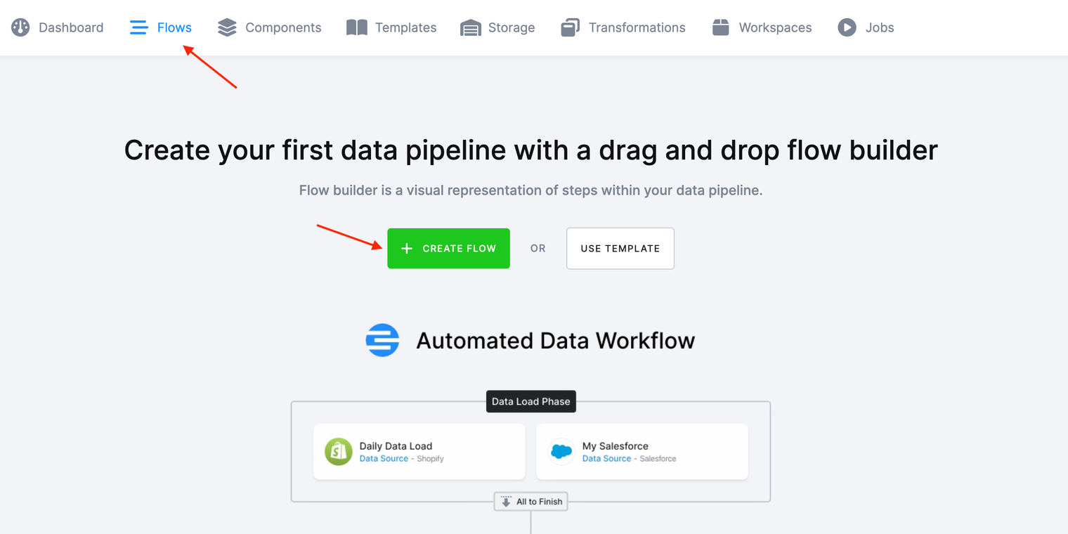 Screenshot - Create a flow