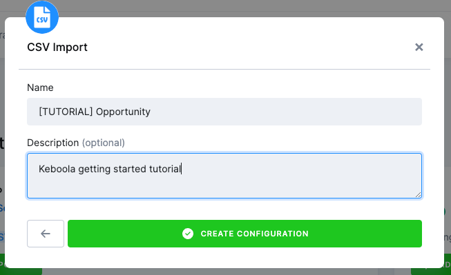 Screenshot - Name the new configuration