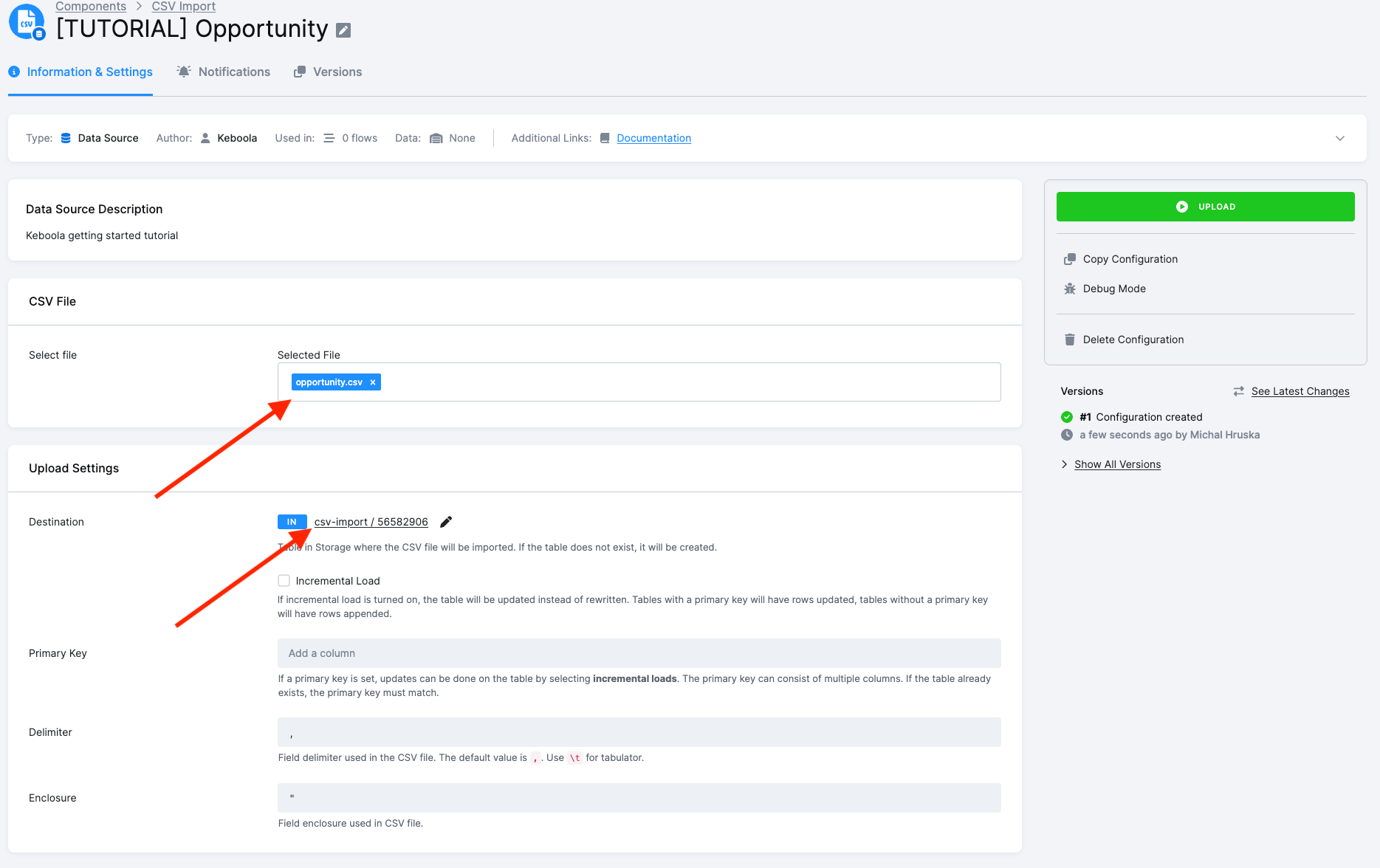 Screenshot - Select the CSV file